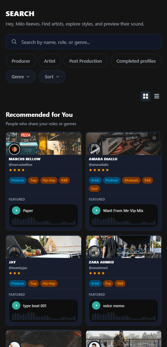 Tonivo search page on a phone